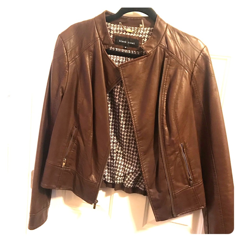 Size M Brown Pleather Jacket - image 1